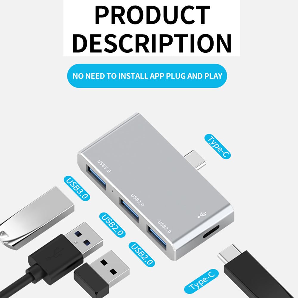 Type-C to USB3.0 2.0 Expansion Dock 5Gbps High Speed USB-C Four-in-one Hub Type-C to USB3.0 2.0 Expansion Dock 5Gbps High Speed USB-C Four-in-one Hub